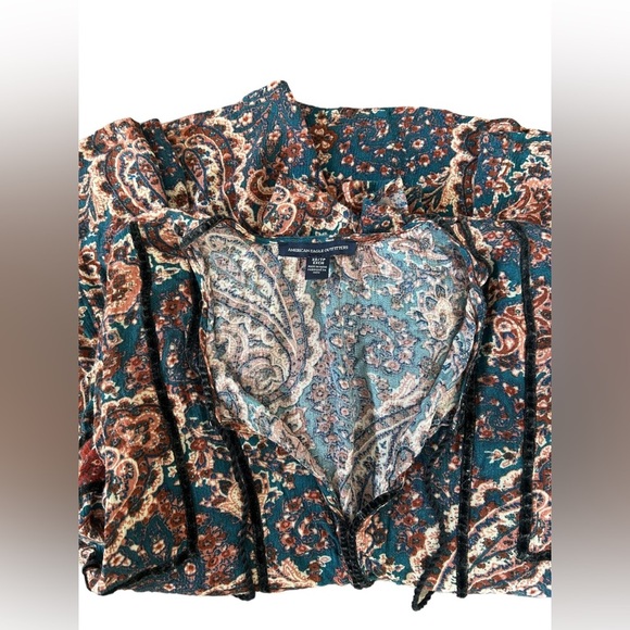 American Eagle Boho Tassel Shirt Size XS - Picture 10 of 11